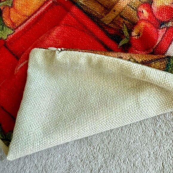 Akasia Design Fall Square Throw Pillow Cover “Red Truck w/ apples and Pumpkins” - Picture 3 of 4